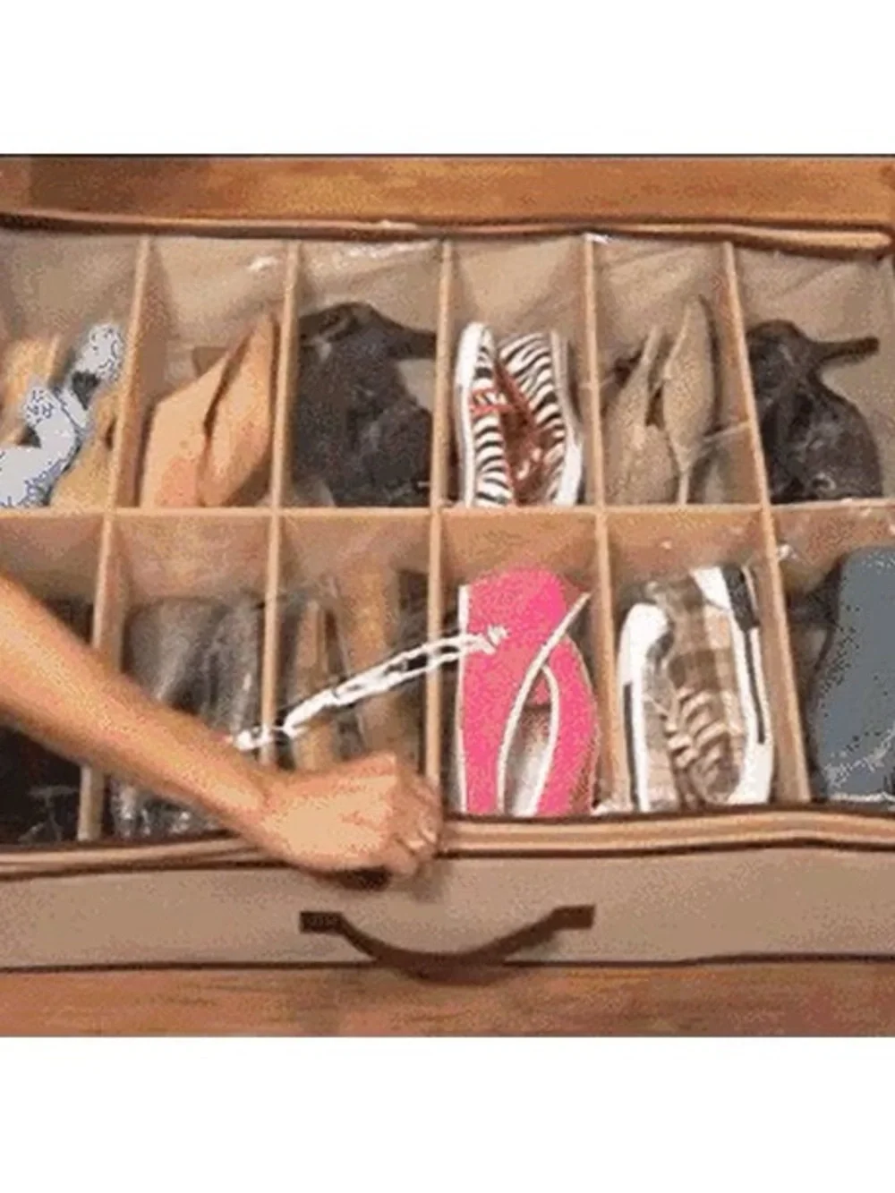 NIB Space Saving Shoe Organizer - Beige Shoe Storage